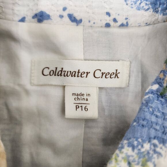 Coldwater Creek Womens Jacket Size P16 Watercolor Embroidered Full Zip Lined - Picture 10 of 12